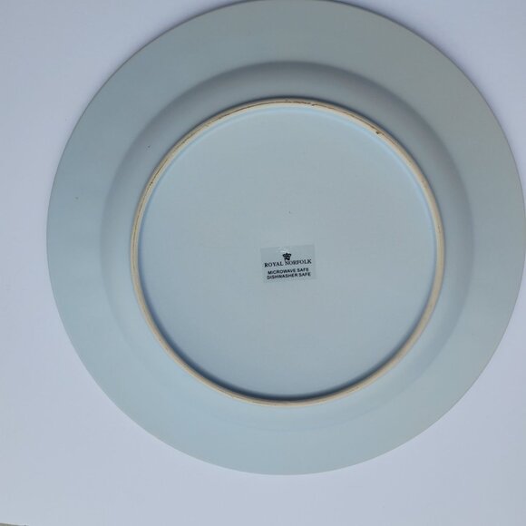 Royal Norfolk Set Of 2 Light Blue Ceramic Plates 11" Diameter - Picture 4 of 5
